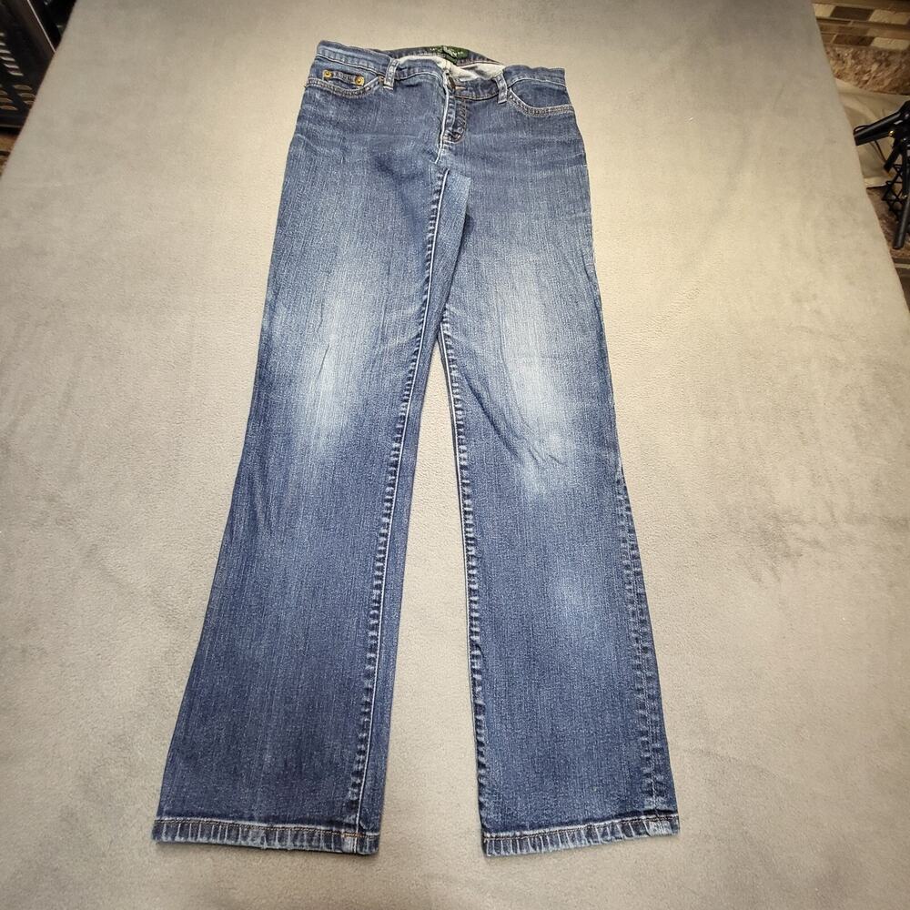 LRL Lauren Jean Co Womens 6 Blue Jeans Denim Straight Leg Distressed